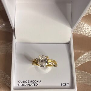 Charter Club Gold Plated Ring with a Cubic Zirconia- size 7